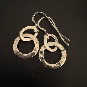 925 Sterling Silver Hammered Silver Link Drop Earrings